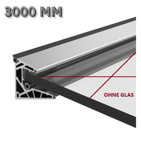 Vordach 300 cm Haustürvordach Profil ALU LED Überdachung Glasvordach Tür Eingang